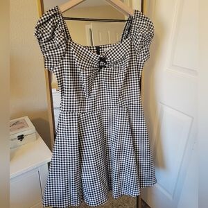 BNWT Collectif Dolores Black and White Gingham mini Skater Dress UK 14 US 10